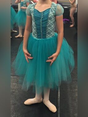 Girls Teal Tulle Ballet Costume